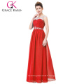 Grace Karin Fashionless Backless Robe de soirée rouge en mousseline de soie en soirée CL6115-1 #